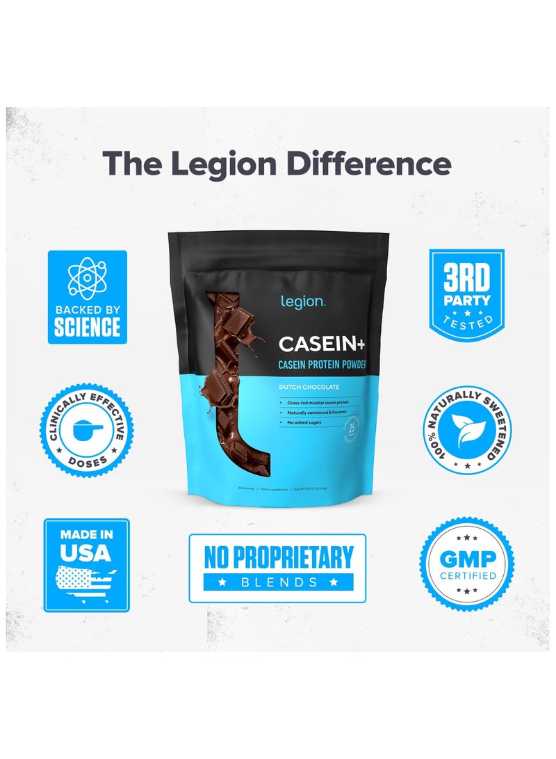 Legion Athletics Casein+ Casein Protein Powder, Dutch Chocolate, Grass-Fed Micellar Casein Protein, Naturally Sweetened & Flavored, No Added Sugars, 25g Per Serving, 30 Servings / Dietary Supplement: / Net WT 1020 G (2.25 lbs) - Image 5