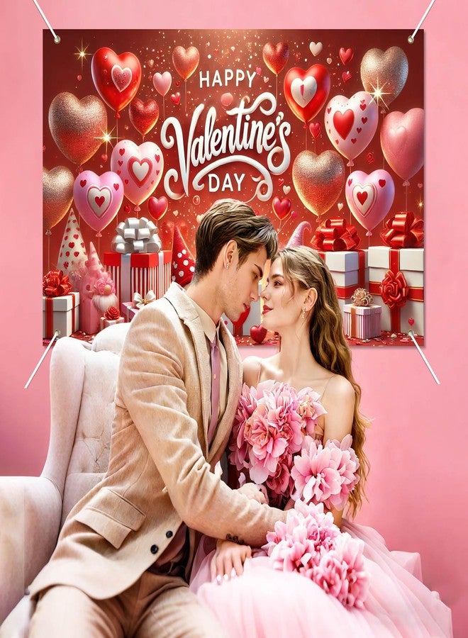 BlissYard Happy Valentines Day Banner 71 * 43 inch Romantic Hearts Gnomes Valentines Day Banner Party Photography Background Supplies for Valentines Day Indoor Outdoor Garden,Yard,Party Home Decor - Image 4