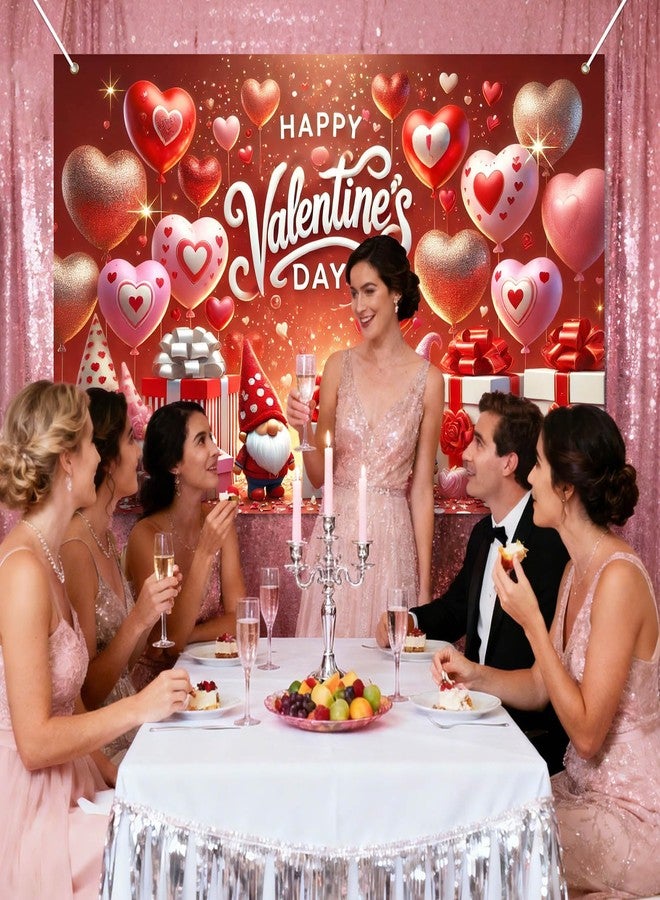BlissYard Happy Valentines Day Banner 71 * 43 inch Romantic Hearts Gnomes Valentines Day Banner Party Photography Background Supplies for Valentines Day Indoor Outdoor Garden,Yard,Party Home Decor - Image 5