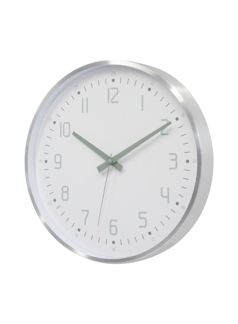DANUBE HOME Cambridge Alum Bytes Mint-White Wall Clock with 3D Face – Modern Silent Quartz Decorative Clock, Sleek Minimalist Design for Living Room, Kitchen, Office & Home Wall Decor L30.5 x W4.2 X H30.5 Cm - Image 2