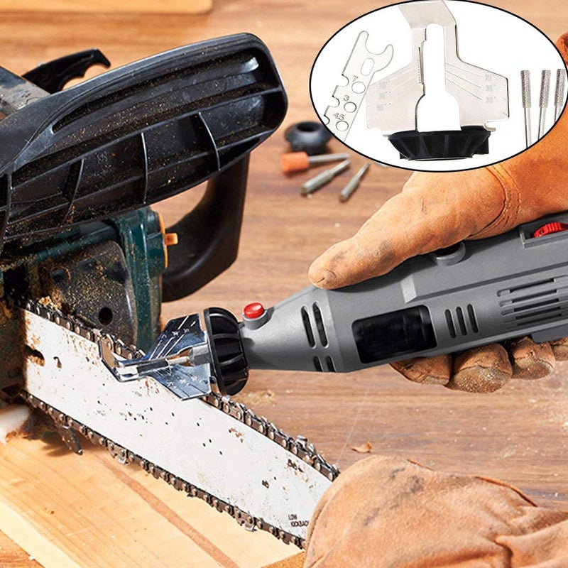 DY TOOLS Chainsaw Sharpening Attachment Rotary Tool Accessory Kit Chain Saw Sharpening Attachment Sharpener Guide Drill Adapter Head Ruler - Image 3