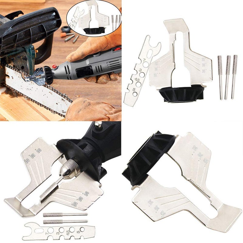 DY TOOLS Chainsaw Sharpening Attachment Rotary Tool Accessory Kit Chain Saw Sharpening Attachment Sharpener Guide Drill Adapter Head Ruler - Image 4