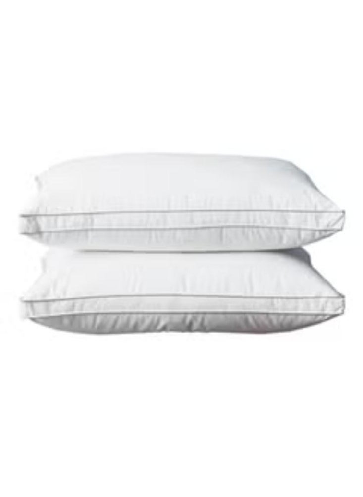 Hours - Princess Hotel Pillow Pack Of 2 Microfiber 1Cm Stripe Pillow, 1000Grms, Queen Cotton White 75x50x12cm - Image 1
