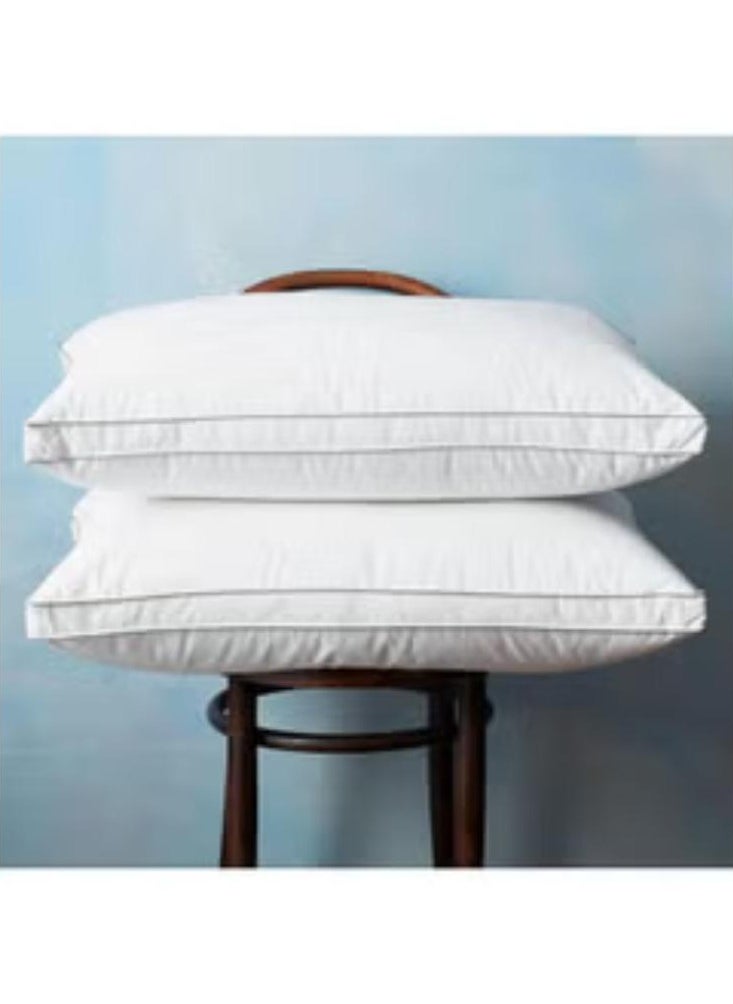 Hours - Princess Hotel Pillow Pack Of 2 Microfiber 1Cm Stripe Pillow, 1000Grms, Queen Cotton White 75x50x12cm - Image 1