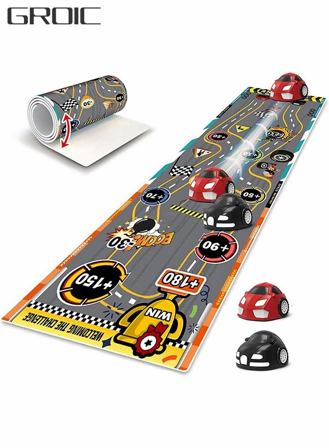 GROIC Tabletop Curling Game, Table Top Curling Bowling Football Basketball Shuffleboard Board Games，Tabletop Shuffleboard Mats and Pushers  - Image 1