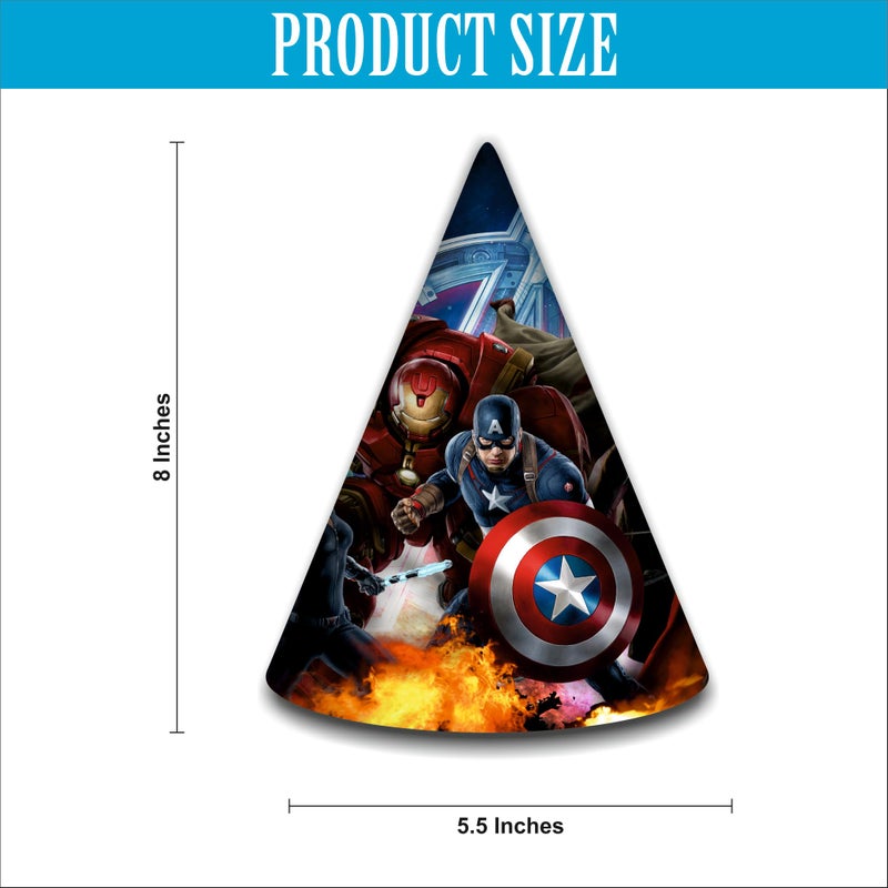 Party Baazaar Birthday Caps for Kids | Avengers Birthday Caps for Kids | Superhero Party Hats | Avengers Party Supplies Decoration (Pack of 20) - Image 4