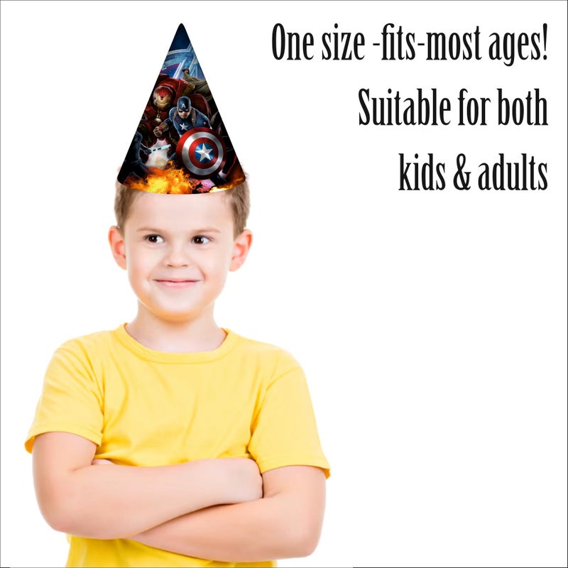 Party Baazaar Birthday Caps for Kids | Avengers Birthday Caps for Kids | Superhero Party Hats | Avengers Party Supplies Decoration (Pack of 20) - Image 3