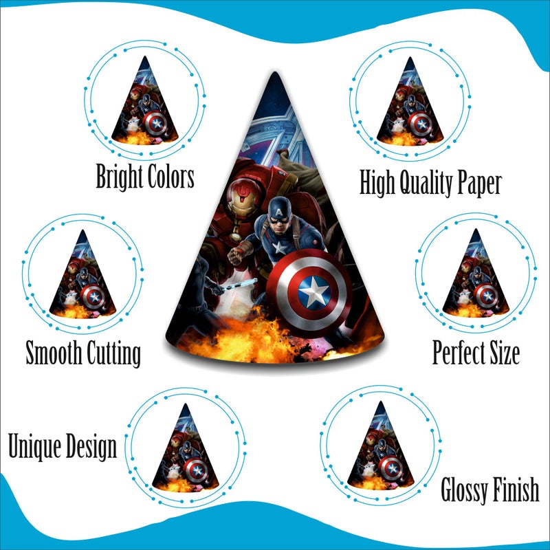 Party Baazaar Birthday Caps for Kids | Avengers Birthday Caps for Kids | Superhero Party Hats | Avengers Party Supplies Decoration (Pack of 20) - Image 5