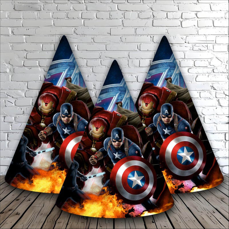 Party Baazaar Birthday Caps for Kids | Avengers Birthday Caps for Kids | Superhero Party Hats | Avengers Party Supplies Decoration (Pack of 20) - Image 1