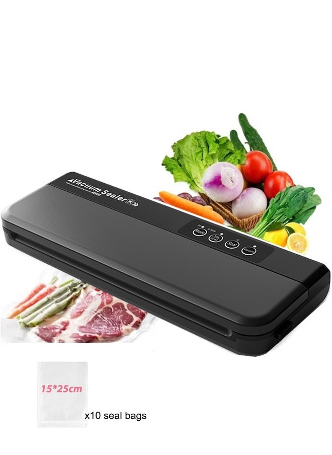 Joshberg Automatic Vacuum Sealer, Food Vacuum Sealer Machine with 65 KPA Powerful Suction,Dual Mode (Dry & Moist Food), 10 Free Bags, Compact Food Preservation System for Home & Kitchen (Black）  - Image 1