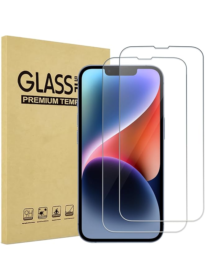 Procases 2 Pack Screen Protector For Iphone 14 Iphone 13 Iphone 13 Pro 6.1 Inch Tempered Glass Screen Film Guard For Iphone 14 2022 Iphone 13 13 Pro 2021 Clear - Image 1