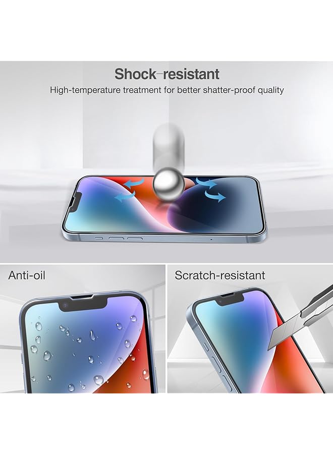 Procases 2 Pack Screen Protector For Iphone 14 Iphone 13 Iphone 13 Pro 6.1 Inch Tempered Glass Screen Film Guard For Iphone 14 2022 Iphone 13 13 Pro 2021 Clear - Image 5