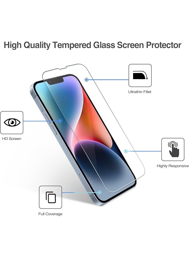 Procases 2 Pack Screen Protector For Iphone 14 Iphone 13 Iphone 13 Pro 6.1 Inch Tempered Glass Screen Film Guard For Iphone 14 2022 Iphone 13 13 Pro 2021 Clear - Image 3