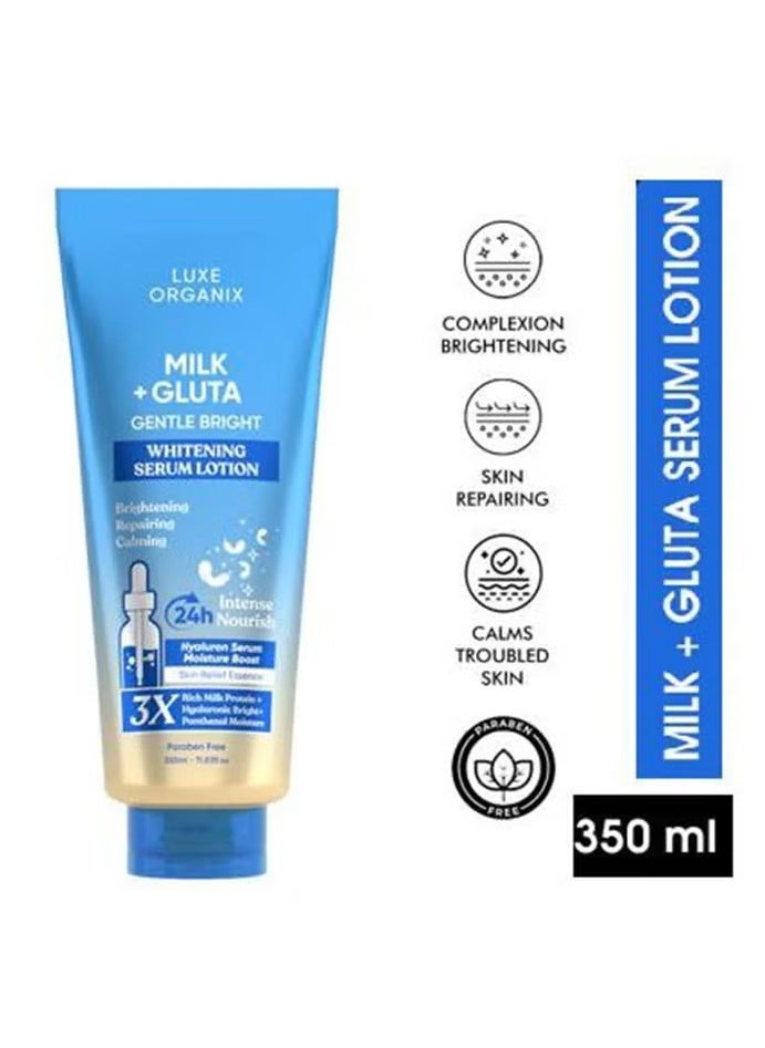 LUXE ORGANIX Milk + Gluta Gentle Bright Whitening Serum Lotion 350ml 