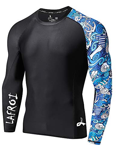 LAFROI Men's Long Sleeve UPF 50+ Baselayer Skins Performance Fit Compression Rash Guard-CLYYB Asym Fantasy Size XL - Image 1