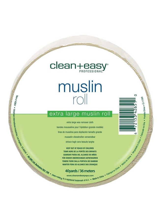 Clean + Easy Clean + Easy Muslin Waxing Roll for Hair Removal, 3.5 inches x 40 yards  - Image 1