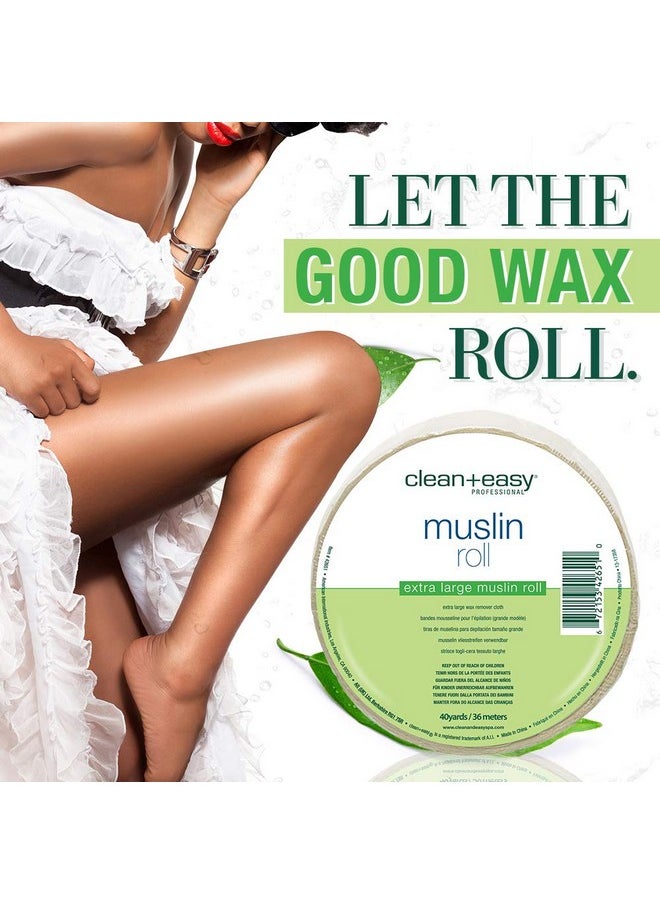 Clean + Easy Clean + Easy Muslin Waxing Roll for Hair Removal, 3.5 inches x 40 yards  - Image 2