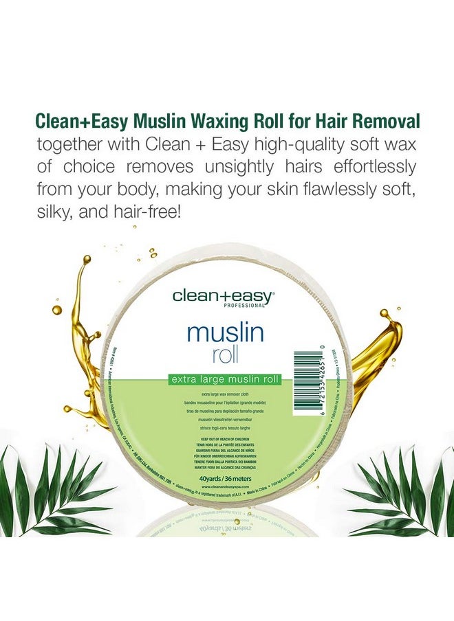 Clean + Easy Clean + Easy Muslin Waxing Roll for Hair Removal, 3.5 inches x 40 yards  - Image 3