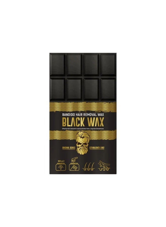 BANDIDO Black Hair Removal Wax 500g | Hard Wax for Coarse & Short Hair | Long-Lasting Smooth Skin | Strip-Free Depilatory Wax for Face & Body