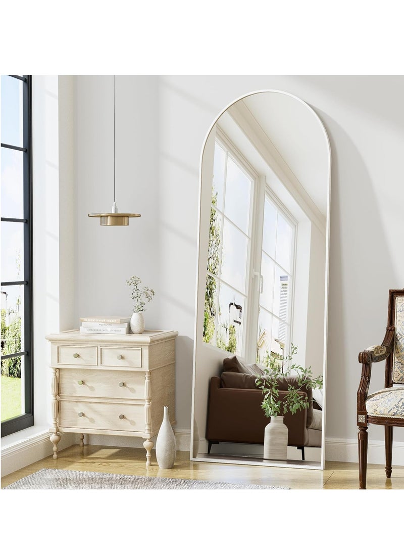 Y&D Full Length Mirror 23.6" x 65"/17.7" x 61" Arched Aluminum alloy Large Standing Dressing Mirror Hanging Leaning Against Wall Mounted Mirror with Stand for Bedroom Locker Room Living Room (Silver)  - Image 1
