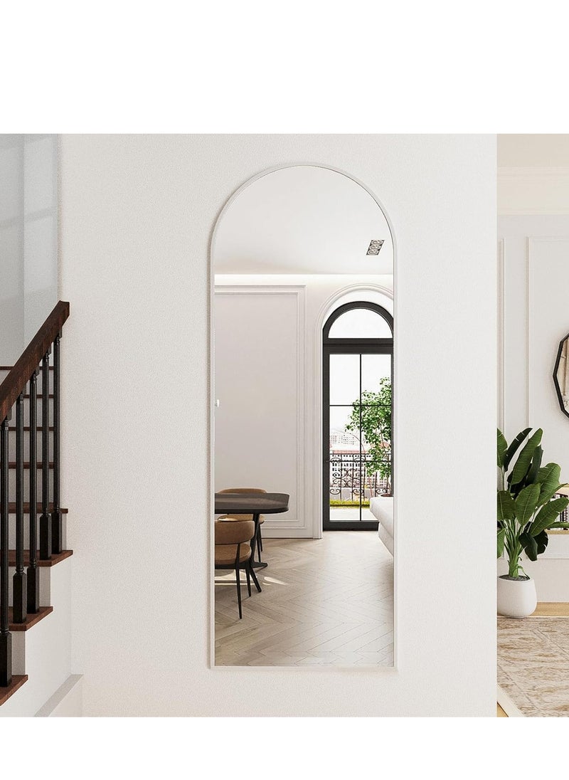 Y&D Full Length Mirror 23.6" x 65"/17.7" x 61" Arched Aluminum alloy Large Standing Dressing Mirror Hanging Leaning Against Wall Mounted Mirror with Stand for Bedroom Locker Room Living Room (Silver)  - Image 3