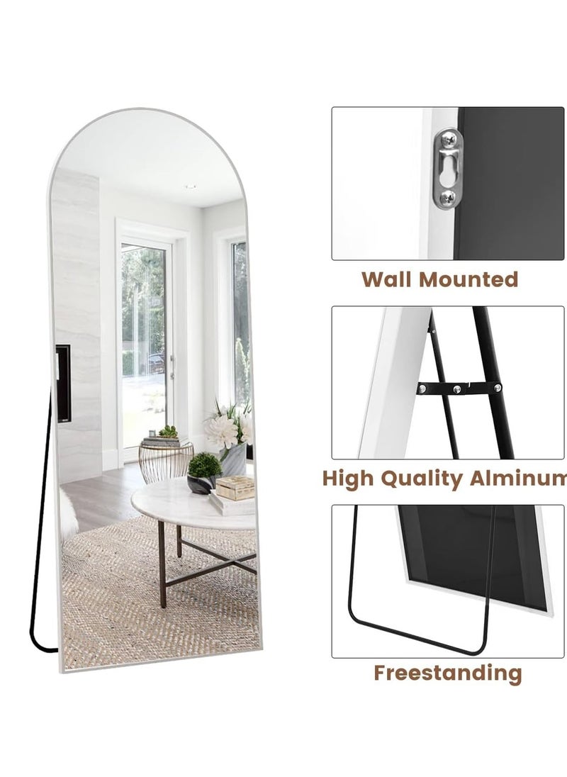 Y&D Full Length Mirror 23.6" x 65"/17.7" x 61" Arched Aluminum alloy Large Standing Dressing Mirror Hanging Leaning Against Wall Mounted Mirror with Stand for Bedroom Locker Room Living Room (Silver)  - Image 5