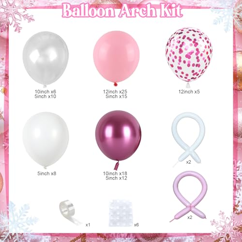 Froova Pink Balloon Garland Arch Kit 103 PCS Metallic Hot Light Baby Pink and Clear Balloon Bow Balloons for Girls Birthday Princess Baby Shower Wedding Party Decorations - Image 5