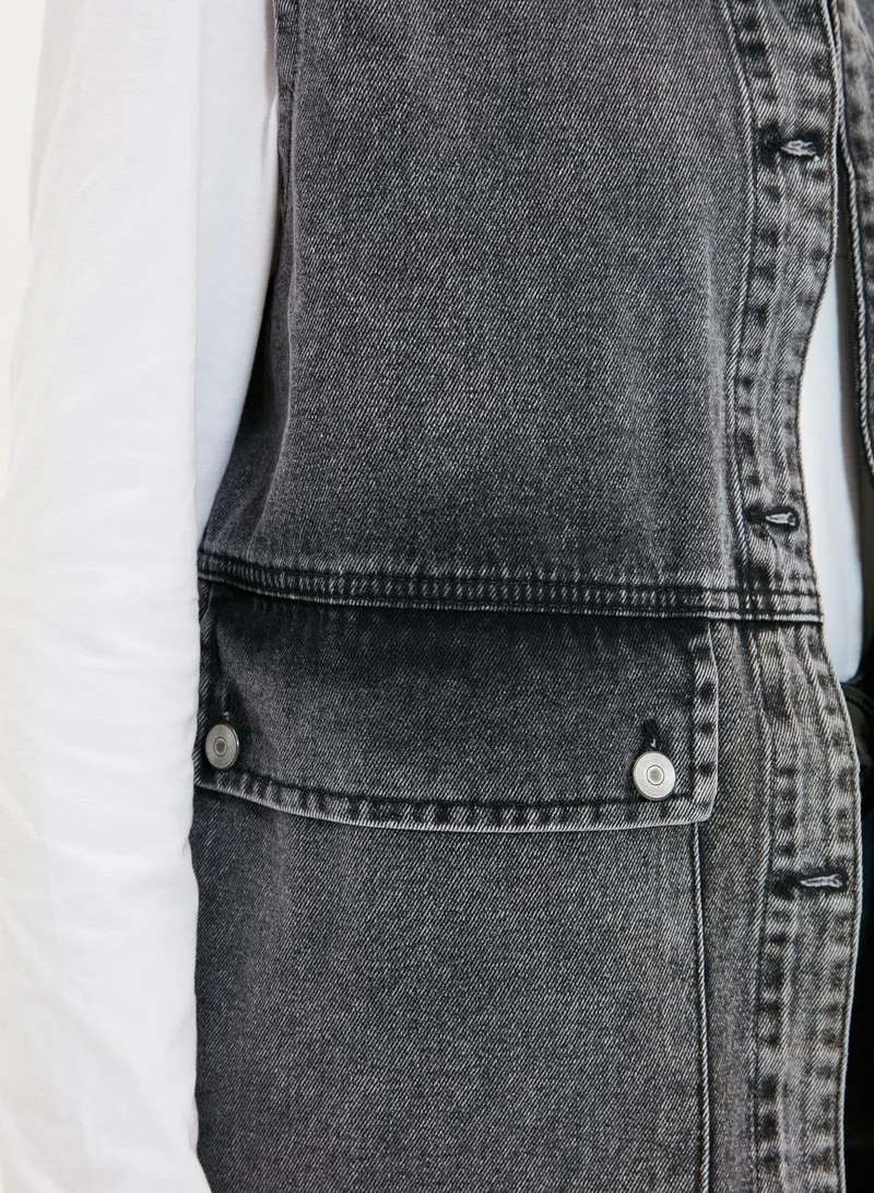 trendyol Pocket Detail Denim Vest