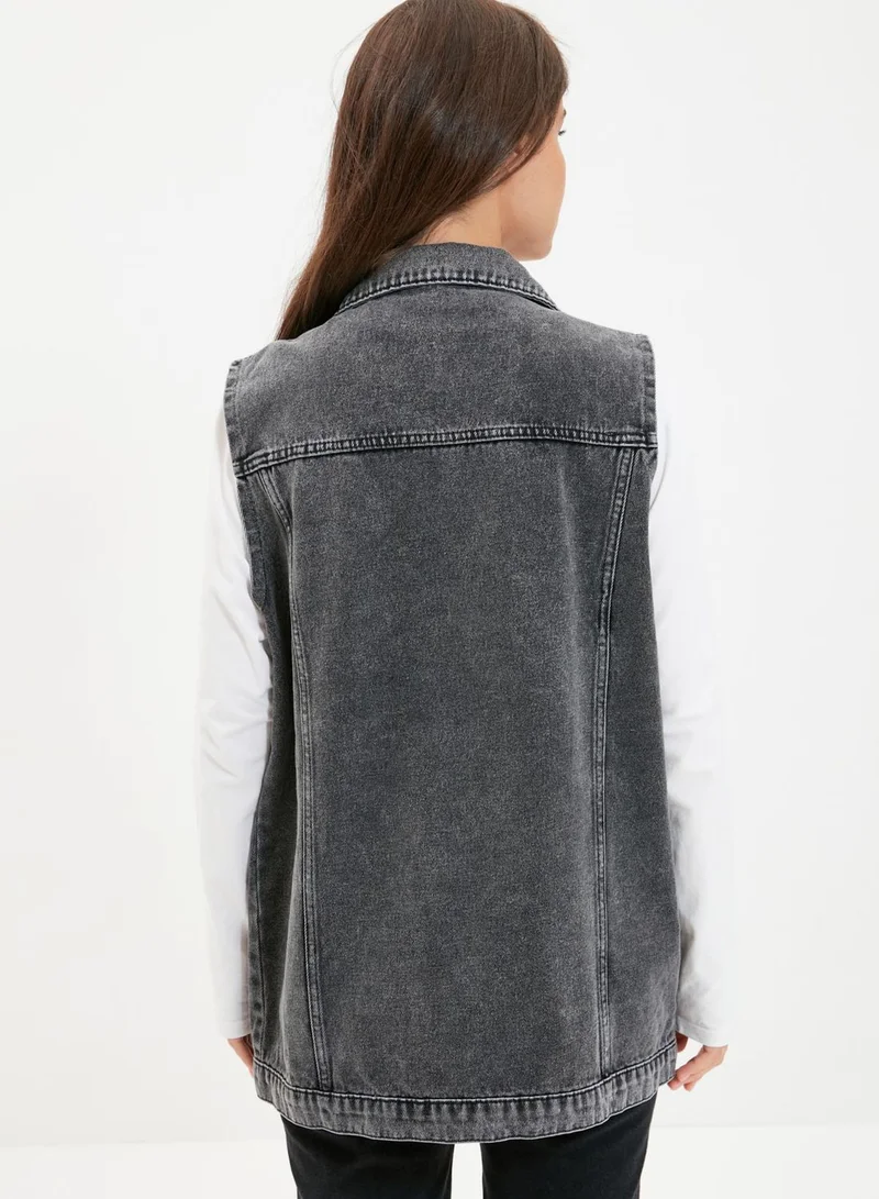 trendyol Pocket Detail Denim Vest