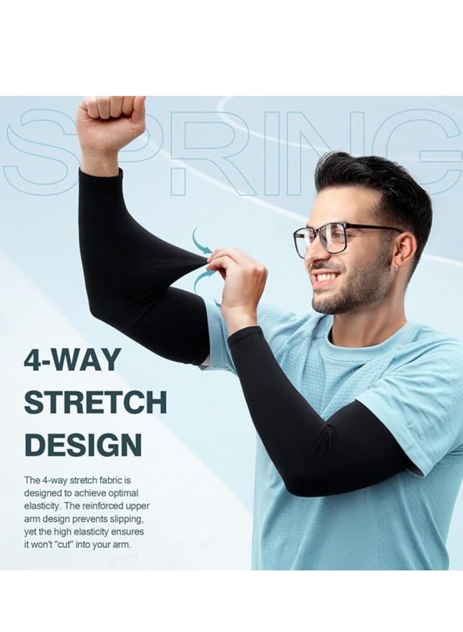 UV Protection and Cooling Arm Sleeves, 3 Pairs Compression Sun Sleeves for Men, Women, Youth, Sports, Outdoor Activities, Running, Cycling, Fishing, Basketball, Driving, Sweat-Wicking, Breathable Sunblock Arm Covers, Anti-Slip, Quick Dry - Image 2