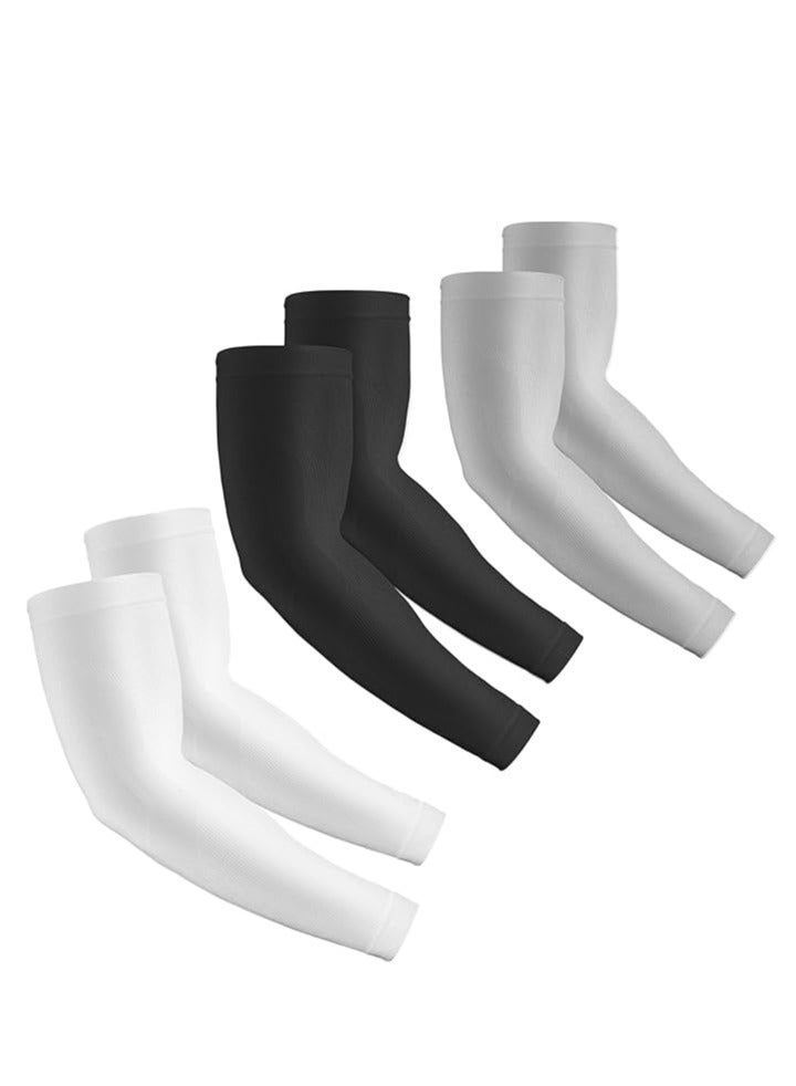 UV Protection and Cooling Arm Sleeves, 3 Pairs Compression Sun Sleeves for Men, Women, Youth, Sports, Outdoor Activities, Running, Cycling, Fishing, Basketball, Driving, Sweat-Wicking, Breathable Sunblock Arm Covers, Anti-Slip, Quick Dry - Image 1