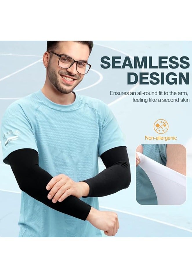 UV Protection and Cooling Arm Sleeves, 3 Pairs Compression Sun Sleeves for Men, Women, Youth, Sports, Outdoor Activities, Running, Cycling, Fishing, Basketball, Driving, Sweat-Wicking, Breathable Sunblock Arm Covers, Anti-Slip, Quick Dry - Image 3