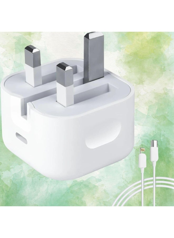 شاحن آيفون سريع، شاحن USB C سريع بقوة 35 واط مع كابل شاحن آيفون بطول 1 متر، شاحن آيفون مع كابل لهاتف آيفون 14/13/12/11 - Image 4