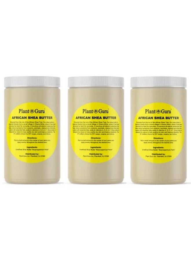 Plant Guru - Raw African Shea Butter 32 Oz (3 Pack) Bulk 100% Pure Natural Unrefined Ivory Ideal Moisturizer For Dry Skin Body Face And Hair Growth. Great For Diy Soap And Lip Balm Making. - Image 1