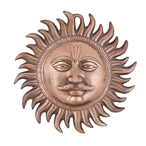 Craft Trade Copper Sun Idol Show Pieces for Home Decor Items for Living Room Bedroom Wall Hanging Decorative Good Luck Vastu Fengshui for Home Decoration - 10 Inch - Image 1