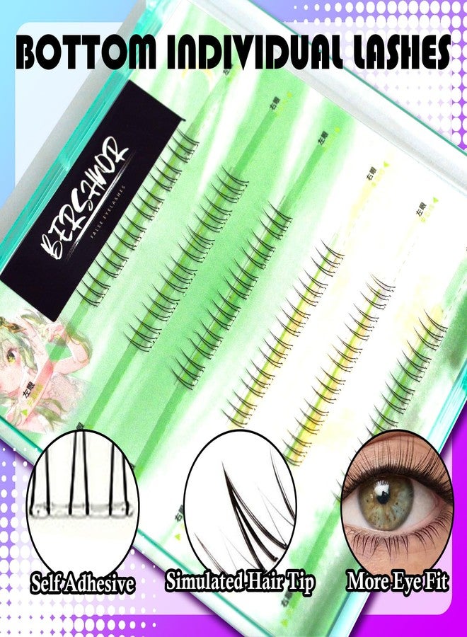 BERSHNOR Bottom Lashes Clusters Self Adhesive Bottom Eyelashes Natural Looking Lower Lashes DIY Glue-Free Individual Lashes Bottom Extensions - Image 3