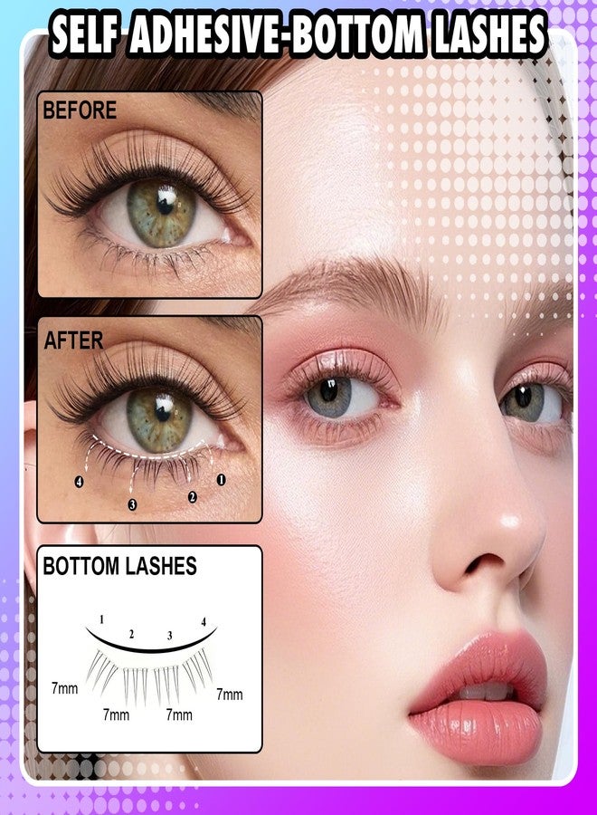 BERSHNOR Bottom Lashes Clusters Self Adhesive Bottom Eyelashes Natural Looking Lower Lashes DIY Glue-Free Individual Lashes Bottom Extensions - Image 4