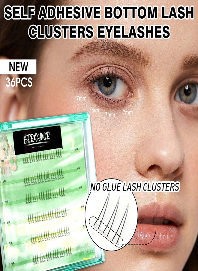 BERSHNOR Bottom Lashes Clusters Self Adhesive Bottom Eyelashes Natural Looking Lower Lashes DIY Glue-Free Individual Lashes Bottom Extensions - Image 2