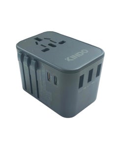 Universal Travel Adapter, International Charger with 3 USB Ports & Type-C PD Charging Adaptor for Cellphones,Laptop, All in One Travel Plug Adapter