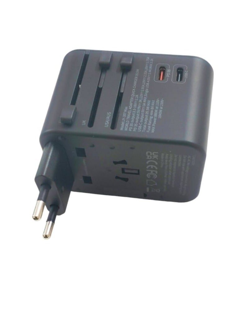KINDO - Universal Travel Adapter, International Charger with 3 USB Ports & Type-C PD Charging Adaptor for Cellphones,Laptop, All in One Travel Plug Adapter - Image 1