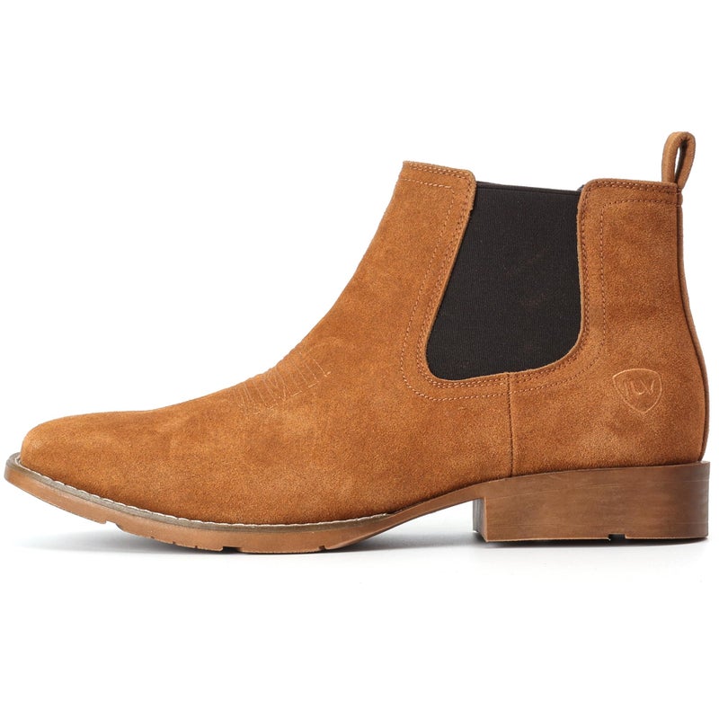 IUV Genuine Cowhide Suede Chelsea Boots For Men Western Boots Ankle Boot Casual Dress Slip On - Image 5