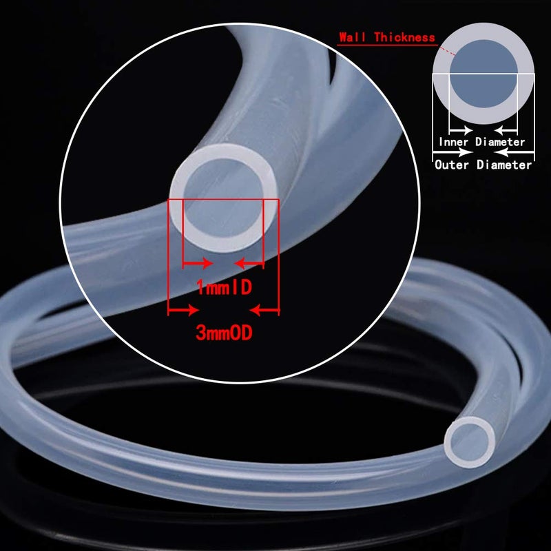 Generic ANPTGHT Silicone Tubing 1mm (1/25") ID x 3mm OD Food Grade High-temperature Pure Silicone Hose Tube Clear Pipe for Home Brewing Air and Liquid Transfer (Length 6 Meter- 19.68FT)  - Image 2