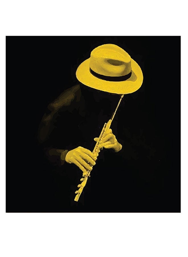 RYN Flute Player Themed Wall Art Black/Yellow 30x30cm - Image 2