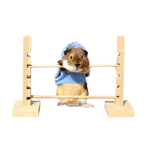 SEZDEKI Guinea Pig Jump Bar Natural Wood Obstacle Game Activity Toys Set Adjustable Height Training Hurdles Exercise Small Animal Toys for Bunny Dwarf Rabbit Chinchilla Wood - Image 1