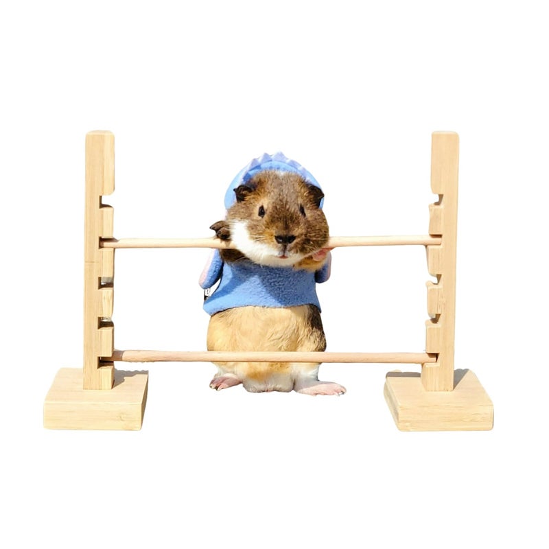 SEZDEKI Guinea Pig Jump Bar Natural Wood Obstacle Game Activity Toys Set Adjustable Height Training Hurdles Exercise Small Animal Toys for Bunny Dwarf Rabbit Chinchilla Wood - Image 2