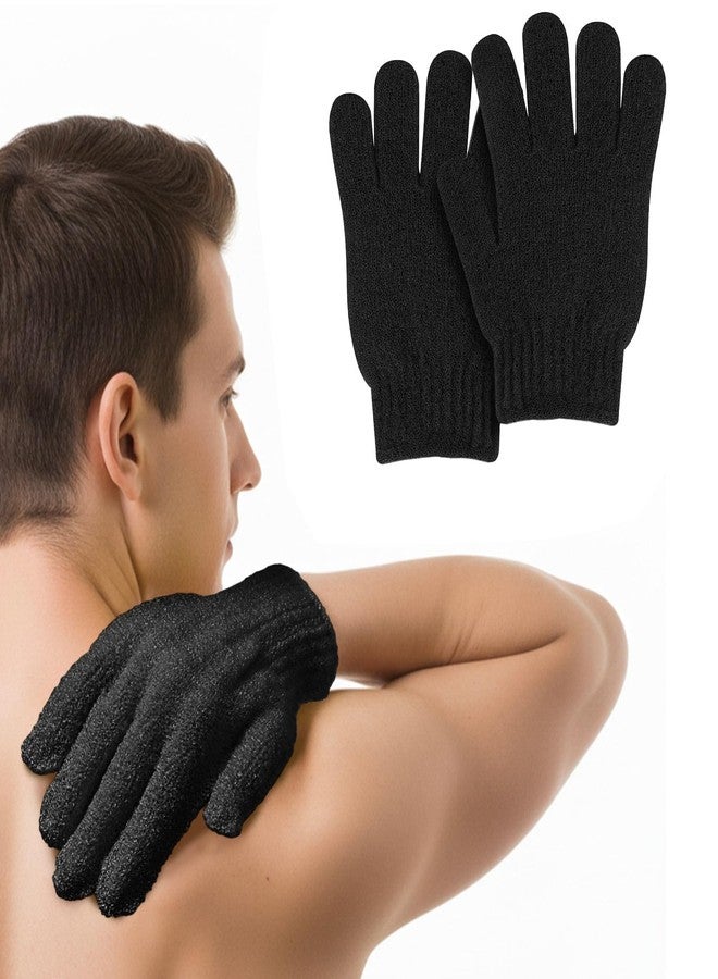 MOLOPPO 2 PCS Bath Glove Use Loofah Sponge Exfoliating Body Scrubber Deep Cleansing Removes Dead Skin（Black） - Image 1