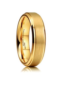 King Will King Will GLORY 6mm Tungsten Carbide Ring 14K Gold Matte Brushed Wedding Band Comfort Fit  - Image 1
