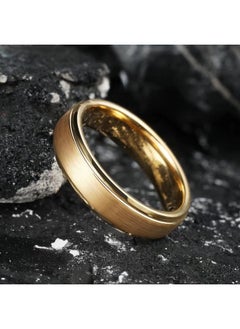 King Will King Will GLORY 6mm Tungsten Carbide Ring 14K Gold Matte Brushed Wedding Band Comfort Fit  - Image 3