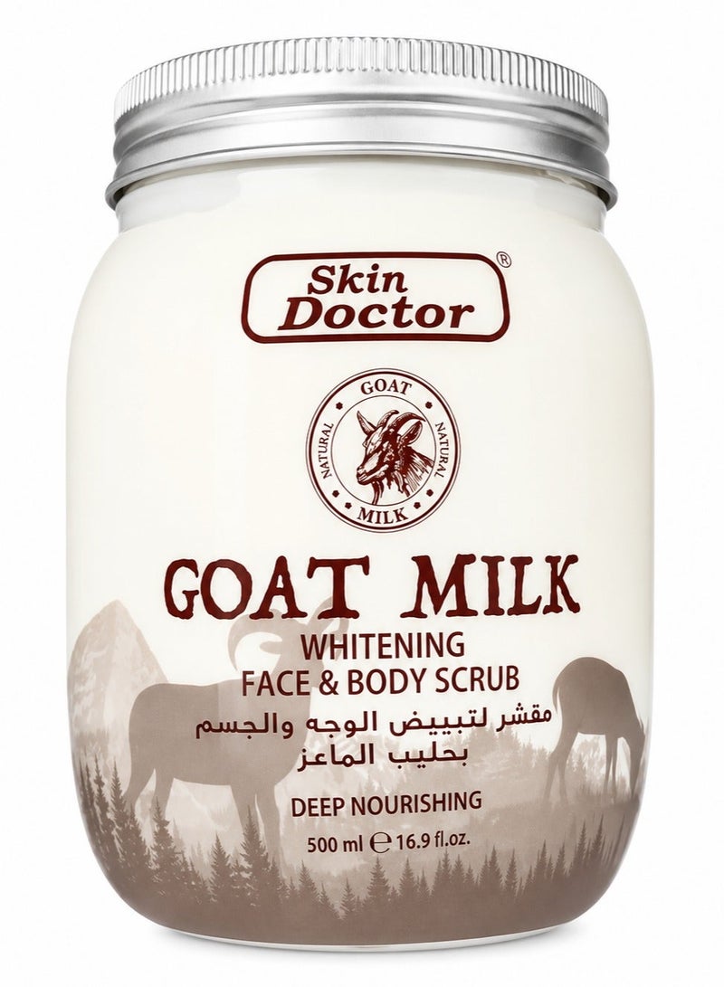 Skin Doctor Goat Milk Whitening Face & Body Scrub, Deep Nourishing, 500ml - Image 1