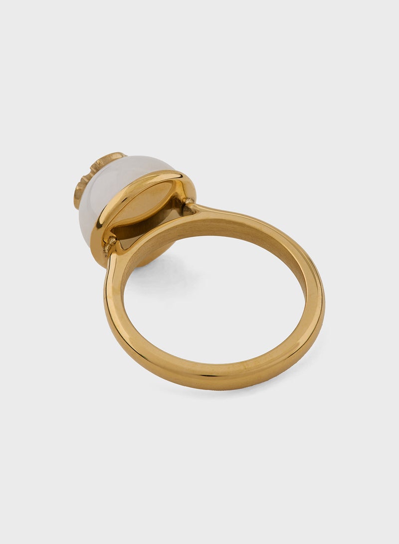 جس خاتم دائري مفرد بتفاصيل كريستالية - Image 3